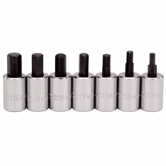J4990-MST 3/8" DRIVE 7 PIECE METRIC SHORT HEX BIT SET