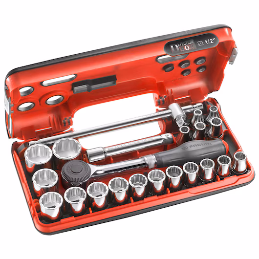 S.360DBOX412 1/2' STD 12PT SOCKET SET-22PCS